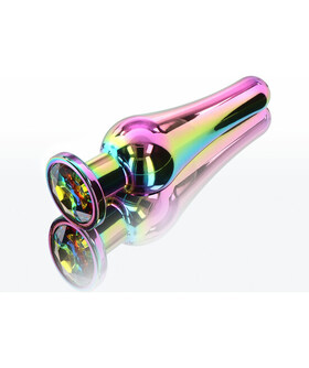 TWILIGHT BUM BIJOU Plug anal en métal avec pierre précieuse aux couleurs de l'arc-en-ciel et forme conique