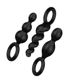 SATISFYER PLUGS Pack de 3 plugs anais, silicone suave, argola de segurança