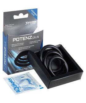 POTENZ PLUS ANILLO PACK Kit Potenzplus con 3 anelli fallici (s, m, l) - nero