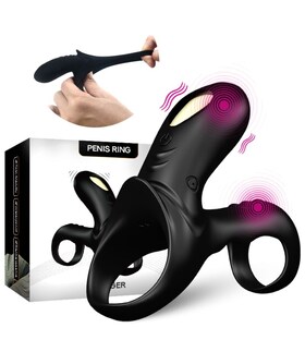 Ranger anillo doble vibrador p Anillo vibrador para potenciar placer masculino, 9 modos