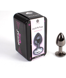 GUNMETAL Aluminum Anal Plug with a Sleek Cone Shape and Decorative Base