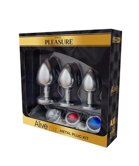 CONJUNTO DE 3 PLUGUE DE METAL COM JOYA Conjunto de 3 plugs metálicos com joia; sensações únicas e seguras