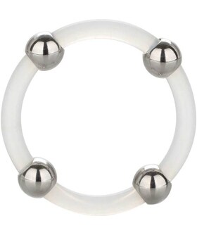 STEEL BEADED Anillo de silicona con cuentas de acero, mejora el placer
