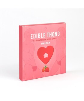 STRING COMESTIBLE UNISEX FRAISE Lingerie comestible à la fraise, idéale pour les couples