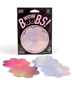 WOW BOOBS! SECRET PLAY Cubrepezones florales holográficos, versátiles y elegantes