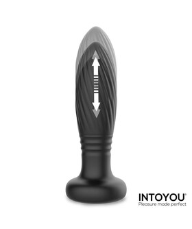 TIANY Plug anal com vibração, movimento de impulso, luzes LED e controlo remoto.
