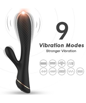 VIBRADOR RABBIT SILICONE PRETO Vibrador ergonómico, versátil, recarregável e à prova de água