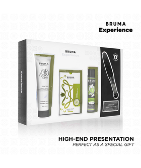 EXPERIENCE KIT Kit con olio da massaggio, lubrificante, vibratore liquido, piuma e benda