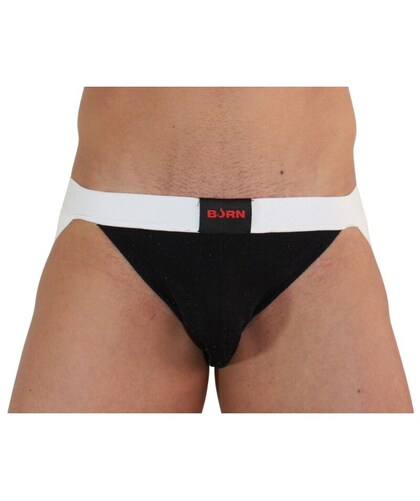 004 JOCK BRILLANTE NEGRO / BLANCO Jockstrap atrevido y cómodo, resalta sensualidad y estilo