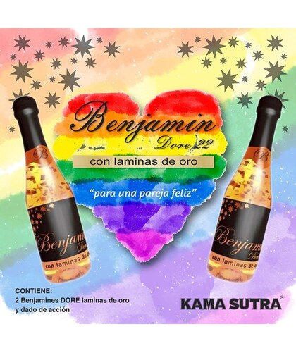 BOÎTIER BOUTEILLE PLUS JEU 2 benjamines dore pour un couple heureux - les gars