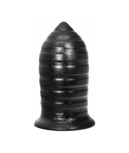 ALL BLACK 16CM Plug anale scanalato, sicuro e versatile, adatto a tutti