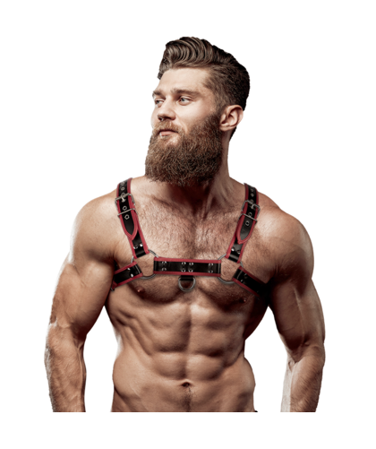 ATTITUDE RED Arnés sensual, ajustável, vegan, destaca a silhueta masculina