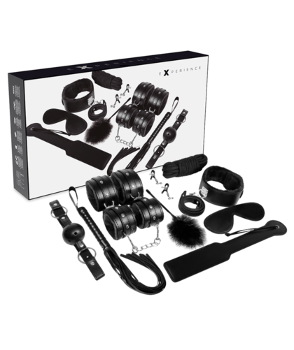SERIE BLACK Kit BDSM sicuro, innovativo e completo con 11 pezzi unici