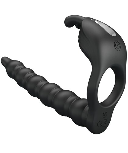 BLACKNEY ANILLO PENE CON PLUG Anillo vibratorio con 7 modos, silicona suave y cargador USB