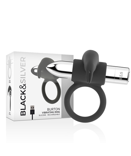 BLACK&SILVER BURTON Anillo vibrador recargable con 10 modos de vibración