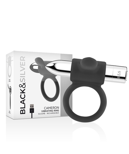 BLACK&SILVER CAMERON Anillo vibrador recargable con 10 modos de vibración