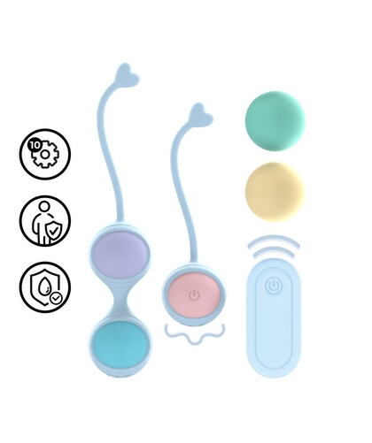 KEGEL REMOTO Kit kegel vibratorio: 5 pesos, mando, fundas, mejora pélvica