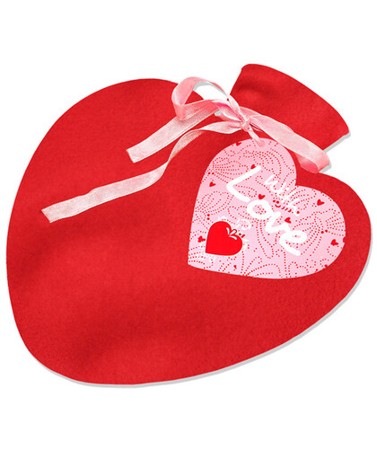 HEARTWARMING HOT WATER BOTTLE Heart-Shaped Hot Water Bottle with a Cozy Fleece Cover and Card