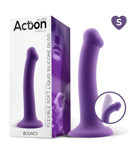 BOUNCY FLEX Bouncy dildo en silicone liquide ultra flexible 6.5 - 16.5 cm taille S violet