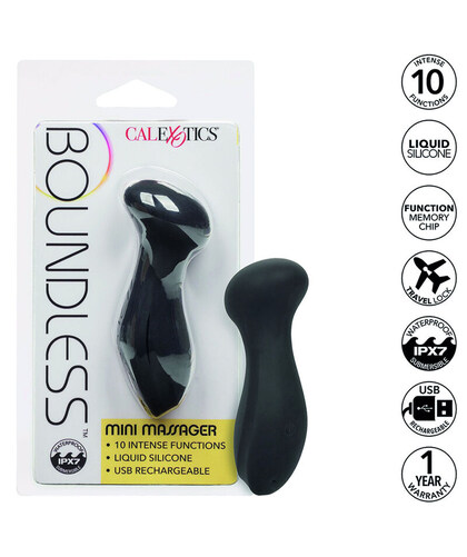 BOUNDLESS MASAJEADOR MINI Compacto masajeador con 10 funciones, silicona suave, USB