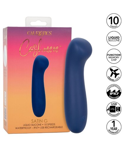 CASHMERE SATIN G BLUE Liquid Silicone Massage Wand, Rechargeable and Waterproof