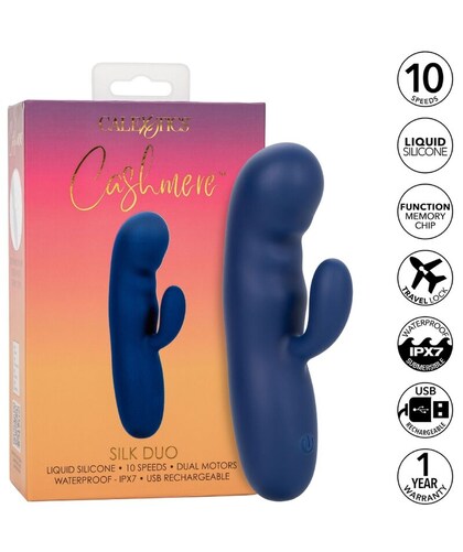 CASHMERE SILK DUO AZUL Dual Motor Massager, Premium Silicone, G-Spot