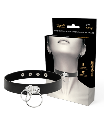 COQUETTE CHIC DESIRE Explore the allure of our chic and adjustable vegan PU leather fetish collar.