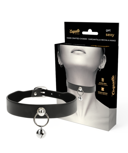 COLAR CHIC DESIRE Colar de couro vegano, ajustável, elegante e sensual