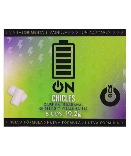 WUG ON Chicle con energía rápida y sabor a menta-vainilla