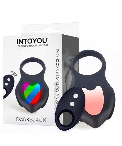 DARKBLACK VIBERING Darkblack anillo vibrador con led control remoto usb silicona