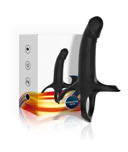 DILDO AVEC ANNEAU ET VIBRATION Dildo con anillo & vibrador control remoto negro