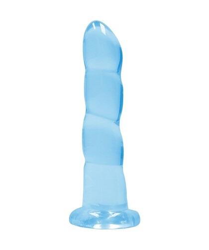 CRISTAL BLUE Dildo transparente con ventosa para uso manos libres, ideal para estimulación tanto anal c