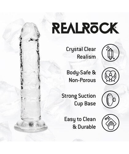 REALROCK CRYSTAL CLEAR Dildo realista com ventosa resistente