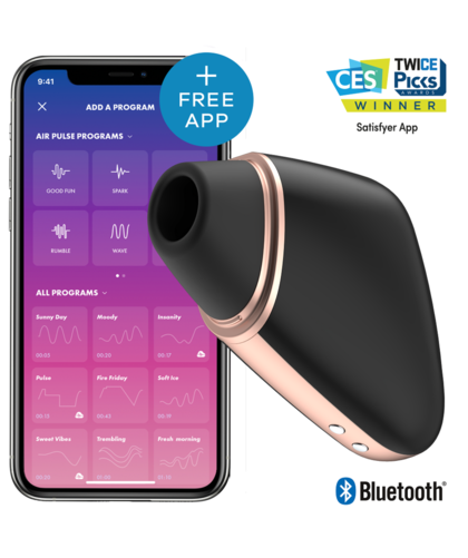 SATISFYER LOVE TRIANGLE Estimulador de aire y vibración con app; ergonómico, IPX7