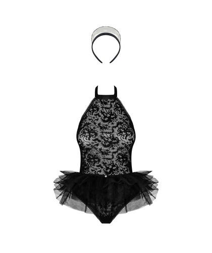 CISNE NEGRO BODY Ensemble lingerie noir en dentelle avec dos ouvert
