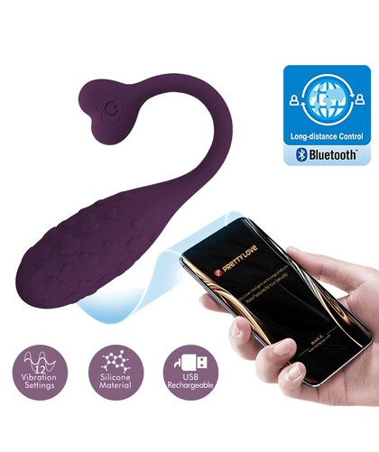 FISHERMAN HUEVO VIBRADOR LILA  Huevo vibrador de silicona con app y 12 modos de vibración