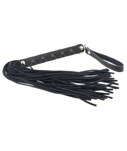 COURO PRETO Flogger em couro preto para jogos BDSM