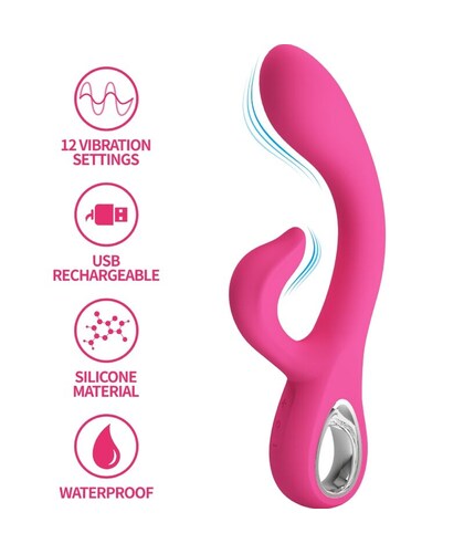FRITZ Vibrador de conejo: 12 vibraciones, recargable, silicona suave
