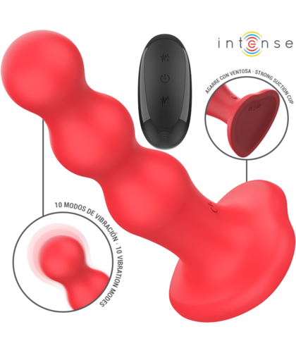 CODY Vibromasseur rouge avec perles et ventouse, 10 modes de vibration, télécommande