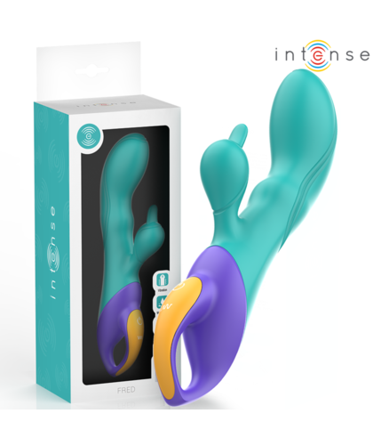 FRED Vibrador rabbit azul, estimulación dual, múltiples vibraciones