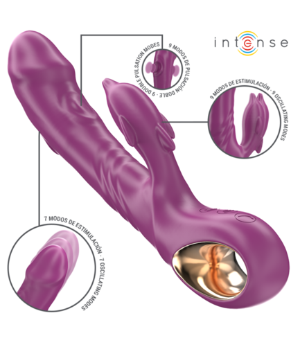 HALLE Vibrador con lengua estimuladora, forma de delfín, multivibración