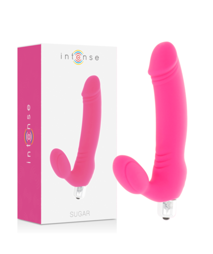SUGAR INTENSE Dildo vibratório duplo de silicone médico, 7 modos, resistente