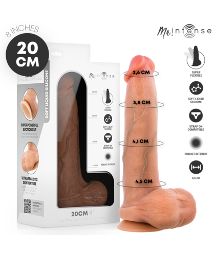 BRUCE M Dildo réaliste 20 cm en silicone liquide avec ventouse et harnais