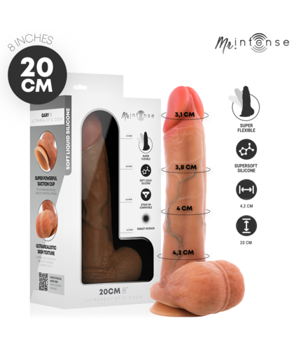 GARY M Dildo réaliste 20 cm avec un diamètre de 4,2 cm, ventouse et harnais
