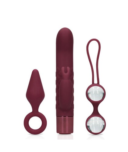 (S)EXPLORE DARK CHERRY Pack de vibrador, plug y bolas chicnas perfecto para regalo