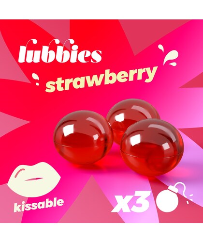 LUBBIES STRAWBERRY Strawberry-flavored kissable oil beads that melt on contact