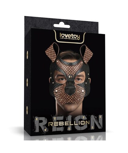 REBELLION REIGN CLASSIC Maschera fetish con museruola rimovibile e design bicolore.