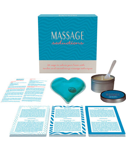 MASSAGE SEDUCTIONS Erotic massage kit with 24 seductive cards