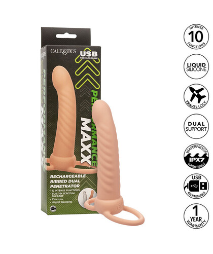 MAXX DOBLE Dildo con anillo para doble penetración y vibración