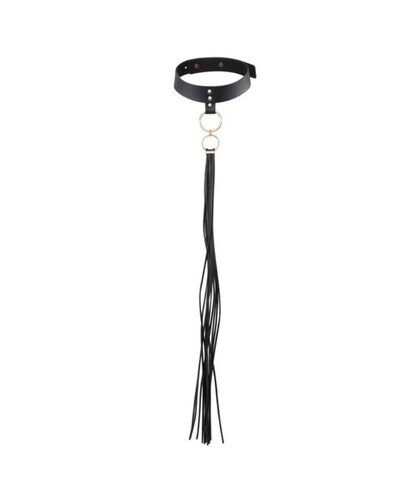 LABIRINTO COLEIRA COM FRANJAS PRETO Colar BDSM vegan 3 em 1: elegante, sensual e versátil